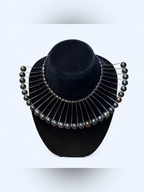 Goth Black Beaded Collar Necklace!